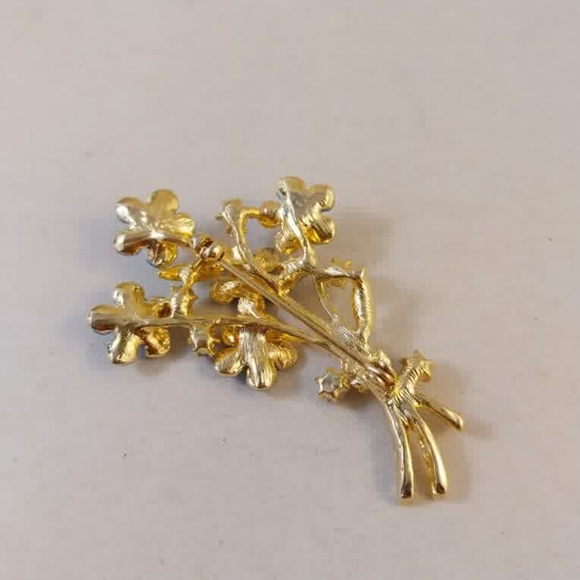 Vintage Gold-Tone Blue Enamel Forget-me-not Bouquet Brooch - Picture 7 of 9